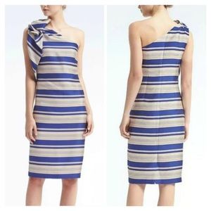 Banana Republic Blue Striped One Shoulder Dress